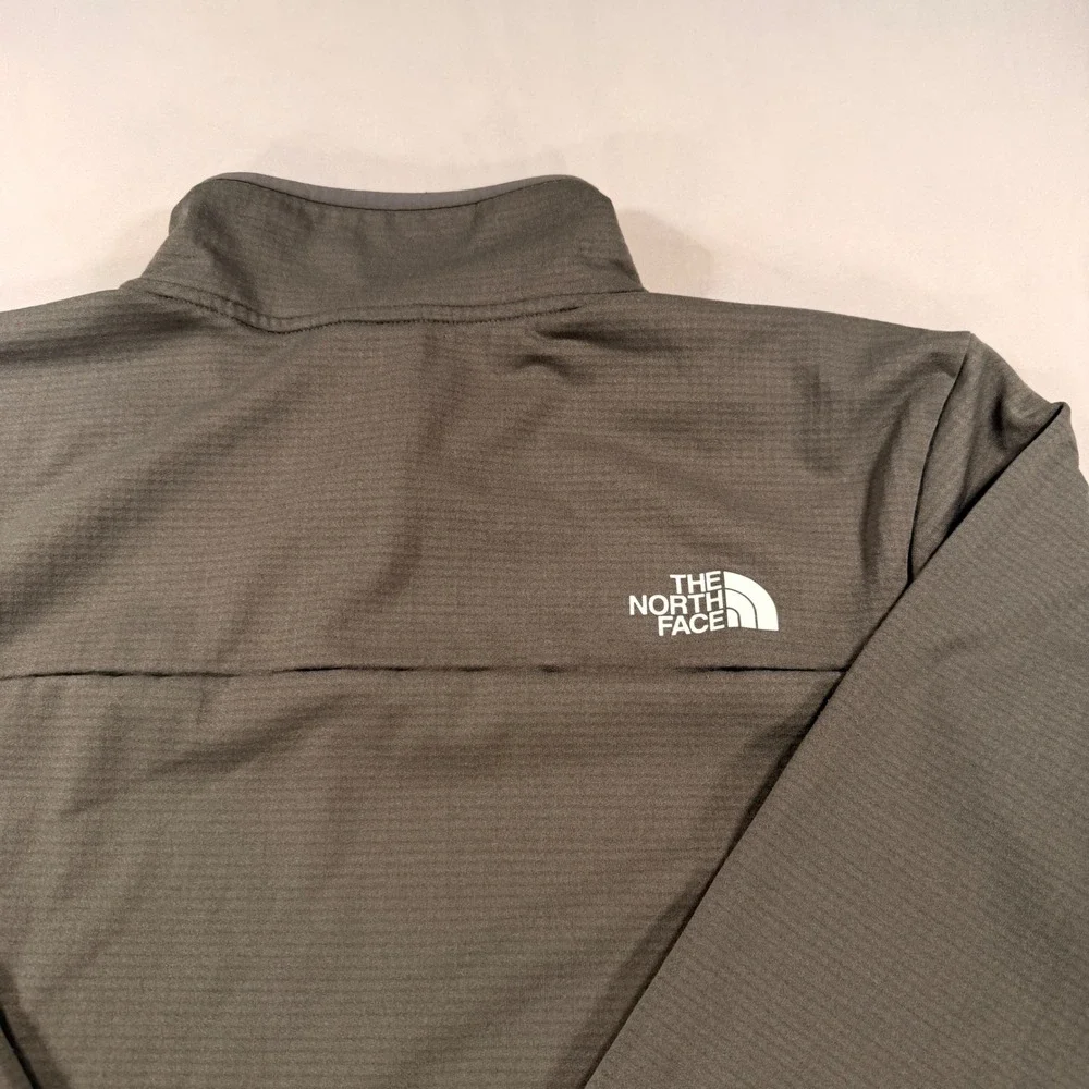 The North Face Pullover Men L Gray Grid Fleece Quarter Zip Active Top